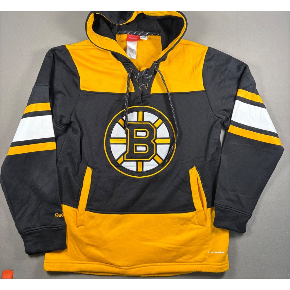 Boston Bruins Reebok NHL Face Off Collection Hoodie Black Yellow Small 390FA 15